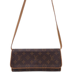 Louis Vuitton Monogram Leather Brown Pochette Twin Shoulder Bag